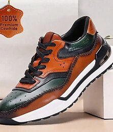 economico -sneakers da uomo in pelle di vacchetta di alta qualità – scarpe casual vintage con lacci e design a blocchi di colore per tutti i giorni e per la moda