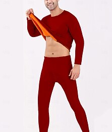 economico -Per uomo Biancheria intima termica Pigiami Set Termico 2 pezzi Liscio Caldo Di tendenza Informale Interni Giornaliero Da letto Poliestere Vello Comfort Caldo Morbido Girocollo Manica lunga maglietta