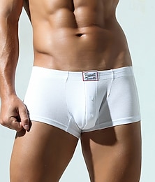 economico -Per uomo 1 pc Boxer Vita elastica Viscosa Traspirante Morbido Comodo Tinta unica A vita medio-alta Nero Bianco