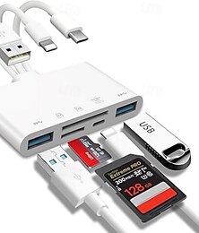 economico -Lettore di schede SD 5 in 1 hub USB per iPhone iPad Macbook USB 3.0 tipo C a lettore di schede di memoria SD TF adattatore flash drive OTG