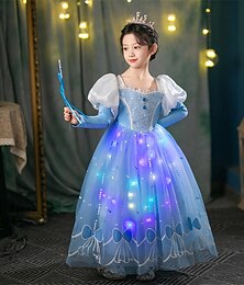 preiswerte -Die Eiskönigin Prinzessin Märchen Elsa Blumenmädchenkleid Themenparty-Kostüm Tüllkleider LED-Leuchten Film Cosplay for Mädchen Kinder Weihnachten Neujahr Leistung Party Geburtstag