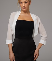 voordelige -sjaals pure sexy zonbescherming 3/4 mouw chiffon bruidsomslagdoeken met pure kleur voor bruiloft lente&amp;zomer