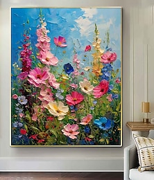 abordables -grande peinture à l'huile de paysage de fleurs faite à la main sur toile peinture florale pastel peinture de paysage de fleurs de printemps grand art mural décor de salon peinture à l'huile faite à la