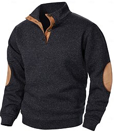 abordables -Hombre Sudadera Pull-over Negro Burdeos Azul Marino Azul Real Verde Trébol Cuello Mao Bloque de color Retazos Deporte Casual Diario Ropa de calle Casual De Deporte Invierno Primavera & Otoño Ropa
