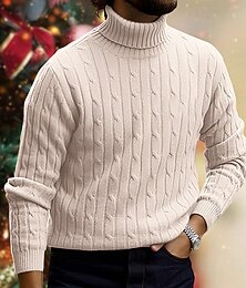 abordables -Homme Pull à col roulé Pull Chandail Pullover A côtes torsadé Tricoter Tricoté Plein Col Roulé Garder au chaud Moderne contemporain Usage quotidien Sortie Vêtement Tenue Automne hiver Noir Blanche M