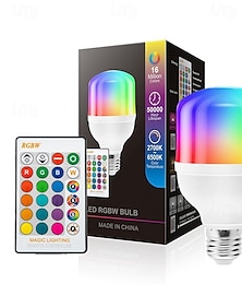 זול -נורות LED E27 חכמות צבע משתנה 220V 15W שלט רחוק RGBW למשיחים בבית