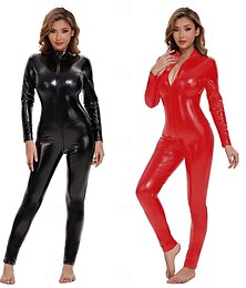 economico -Tute Zentai Body Costume tutina Costume di Carnevale Per donna Metallico Lucido Spandex Costume per Performance Club Pole Dance Halloween Carnevale Adulti