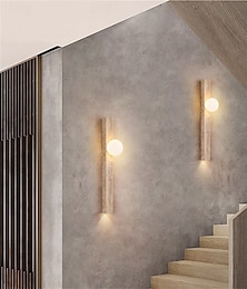 abordables -Lámpara de pared wabi-sabi, aplique de pared de travertino natural japonés, aplique de pared led, iluminación de pared de piedra caliza amarilla, 110-240 V, 1 luz