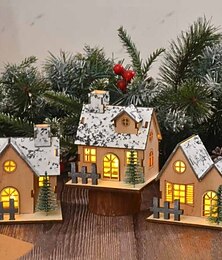 economico -ornamento natalizio in legno per casa, luce, decorazione da tavolo a led, decorazioni natalizie per la tavola