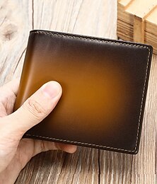economico -portafoglio da uomo in vera pelle con blocco RFID – design sottile bifold con finitura sfumata, pelle bovina di prima qualità, disponibile in marrone, rosso e nero