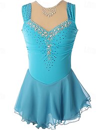 preiswerte -Eiskunstlaufkleid Damen Mädchen Eislaufen Kleid Schwarz Rot Blau Asymmetrischer Saum Netzstoff Hohe Elastizität Training Wettbewerb Eiskunstlaufkleidung Klassisch Kristall / Strass Ärmellos Eislaufen