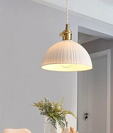 economico -lampada a sospensione moderna di metà secolo lampada a sospensione in vetro lattiginoso lampadario in ottone spazzolato lampada a sospensione rustica a cupola piccola 19 cm 85-265 V