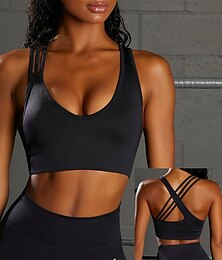 preiswerte -Damen BH-Oberteil Unterwäsche BH-Top Bequem Atmungsaktiv Stoßfest Herausnehmbare Polsterung Drahtlos Einfach Sport Sportkleidung Hellblau Schwarz Yoga Fitness Leger