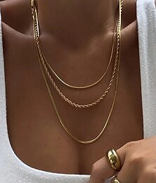 abordables -Gargantilla de cromo elegante para mujer, collar artístico en capas para boda, fiesta, día de San Valentín