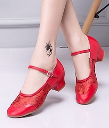 abordables -chaussures de danse de salon en maille dorée pour femmes – talon bas, motif brodé, confortables et respirantes pour le latin, la salsa et le tango