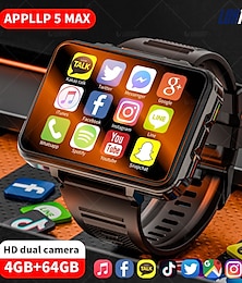 お買い得  -LOKMAT APPLLP 5 MAX スマートウォッチ 2.4 インチ スマートウォッチ電話 4G LTE 3G 4G ブルートゥース 歩数計 着信通知 睡眠サイクル計測器 と互換性があります Android iOS 女性 男性 GPS 長時間スタンバイ ハンドフリーコール IP 67 54mmウォッチケース