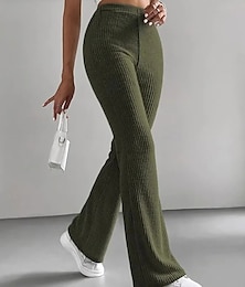 billige -Gatemote Enkel Full lengde Høy Midje Helfarge Klassisk Elegant comfy Pusteevne Utendørs Mikroelastisk utendørs Avslappet Svart Grønn kaffe Vår & Vinter Normal