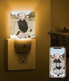 abordables -Veilleuses photo personnalisées avec capteur automatique du crépuscule à l'aube pour la famille, la mère, la grand-mère, la chambre, la salle de bain, le couloir