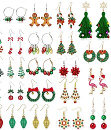 economico -24 paia di orecchini natalizi per donna, orecchini pendenti natalizi, orecchini a perno con fiocco di neve, campanellini luminosi, orecchini all'ingrosso, graziosi gioielli per feste di Natale, regali