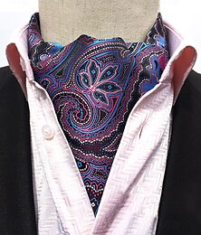abordables -Corbata Ascot con estampado paisley para hombre: elegante corbata de seda sintética para ocasiones formales, bodas y fiestas: corbata con estampado floral vintage