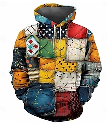 abordables -Homme Patchwork Sweats à capuche Sweatshirt Mode Frais Quotidien manche longue Col ras du cou Soirée Fête Vêtements de rue Arc-en-ciel Cordon de serrage Automne Hiver Designer S M L XL XXL XXXL