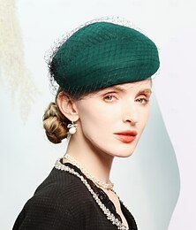 economico -cappelli 100% lana basco cappello bombetta / cloche matrimonio tè festa elegante matrimonio con copricapo in tulle di colore puro copricapo