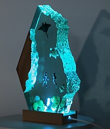 economico -luce notturna in resina oceanica, lampada da tavolo in legno usb fatta a mano per la casa &arredamento per ufficio, ornamento artistico unico &regalo di natale
