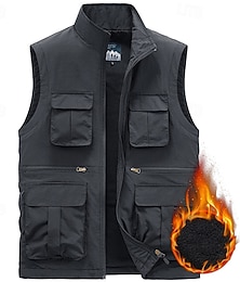 cheap -Men's Hiking Vest Winter Coat Hiking Fleece Vest Winter Autumn / Fall Outdoor Thermal Warm Fleece Lining Comfortable Vest Hunting Fishing Climbing Black Army Green Khaki Dark Blue Grey