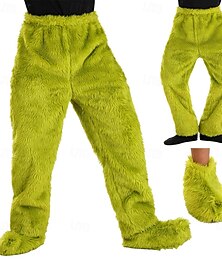 economico -Babbo Natale Mostro Verde Peloso Pantaloni Pantofole Pigiami e camicie da notte Pigiama di Natale Per uomo Per donna Innovativo Divertente Adulti Natale Capodanno Vigilia di Natale Natale Feste