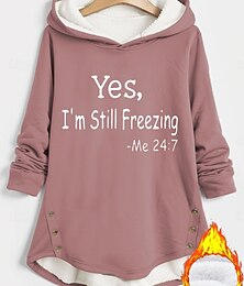 abordables -Sudadera con capucha para mujer, jersey con letras sherpa, estampado deportivo informal, cálida, suave y cómoda, sudadera con capucha de manga larga, top microelástico para otoño&amp;Tejido suave,