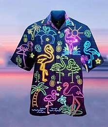 economico -Per uomo Tropicale Fluorescente Camicia Camicia hawaiana Camicia da campo Manica corta Camicia Collo ripiegabile Di tendenza Hawaiano Originale Strada Informale Giornaliero Giallo Rosso Viola chiaro