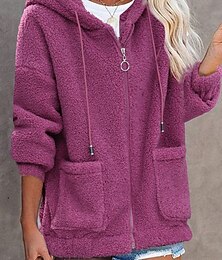 abordables -Sudadera con capucha y cremallera para mujer, ropa informal de calle, ropa de uso diario, sudadera con capucha de retazos, manga larga, negra, rosa, azul, otoño e invierno