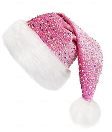 levne -růžová čepice santa vánoční čepice s flitry dámský santa claus paní claus vánoční kostým štědrovečer novinka vtipný klobouk tip na dárek