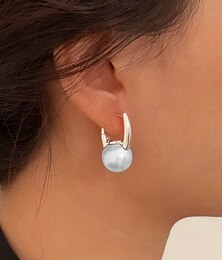 economico -orecchini a cerchio classici da donna in argento con goccia di perle - eleganti gioielli minimalisti per l'uso quotidiano o formale