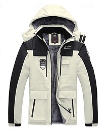 voordelige -Voor heren Softshell jas Wandeljack Fleecejack voor wandelen Winter Buitenshuis Kleurenblok Thermisch Warm Voering van fleece Winddicht Waterbestendig Windjack Reizen Zwart Wit Marine Blauw Grijs