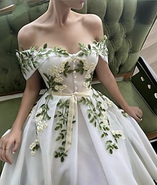 abordables -Robe de bal trapèze, robe de princesse, tenue de soirée de remise de diplôme, longueur thé, sans manches, col en V, organza avec nœud(s) 2025