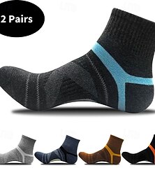 baratos -Homens 2 pares Pacotes múltiplos Meias Meias Equipe Meias de Corrida Meias casuais Preto Azul Cor Riscas Desportos e Ar livre Diário Férias Básico Média Primavera Outono Moda Casual