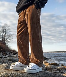 economico -Per uomo Pantaloni di velluto a coste Pantaloni Pantaloni casual A cordoncino Vita elastica Gamba dritta Liscio Comfort Caldo Lunghezza intera Esterno Informale Giornaliero Sportivo Di tendenza