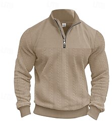 economico -Per uomo Felpa Felpa con cerniera a un quarto Nero Bianco Blu marino Cachi Grigio mezza cerniera Liscio Tasche Sportivo Giornaliero Per eventi Streetwear Fantastico Informale Autunno Inverno