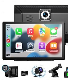 economico -Schermo touch da 9 pollici per Apple CarPlay Android Auto Mirror Link Bluetooth stereo portatile per auto radio ricevitore GPS navigazione con dash cam 4K telecamera di backup 1080p