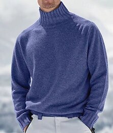 preiswerte -Herren Pullover Rollkragenpullover für Herren Overall Gerippt Stricken Standard Strick Glatt Rollkragen Moderne zeitgenössische Arbeit Freizeitskleidung Bekleidung Winter Schwarz Weiß M L XL