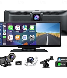 abordables -autoradio sans fil pour apple carplay avec caméra de tableau de bord 2,5k caméra de recul 1080p écran tactile portable navigation gps pour voiture récepteur autoradio avec bluetooth airplay aux/fm