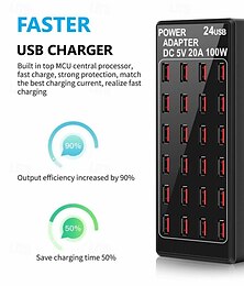 voordelige -nieuw artikel 5v 20a 100w 24-poorts usb snellaadstationreisbureau usb snelladermulti-poorts laadstation
