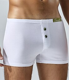 baratos -Homens 1 pc Cueca Boxer Boxers Cintura elástica Viscose Respirável Macio Confortável Côr Sólida Cintura Média Preto Branco
