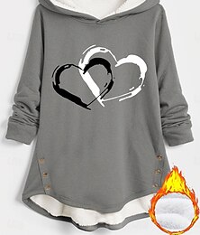 abordables -Sudadera con capucha de mujer de San Valentín casual corazón calle moda diaria cuello redondo estampado de manga larga rojo azul gris otoño invierno