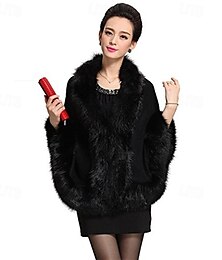 abordables -châle en fausse fourrure de luxe pour femme, manteau, pull, cape