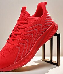 お買い得  -メンズ軽量レッドメッシュランニングシューズ - スポーツやカジュアルウェアに最適な通気性のあるアスレチックスニーカー