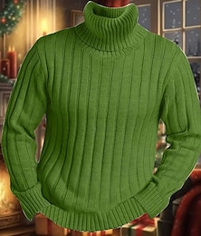 abordables -Hombre Abrigo de cuello alto Suéter de punto Jersey de cuello alto para hombre Estriado Tejer Regular De Punto Fosa Plano Cuello enrollado Mantiene abrigado Contemporáneo moderno Ropa Cotidiana Noche