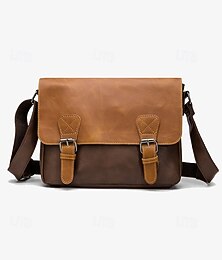 abordables -sac messager vintage en similicuir pour homme avec bandoulière réglable – design bicolore durable pour le travail et les loisirs