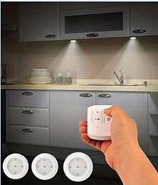 economico -Kit di luci touch a LED da 3 pezzi, luci per armadi a LED senza fili &bianco caldo dimmerabile per camere da letto, cucine, corridoi